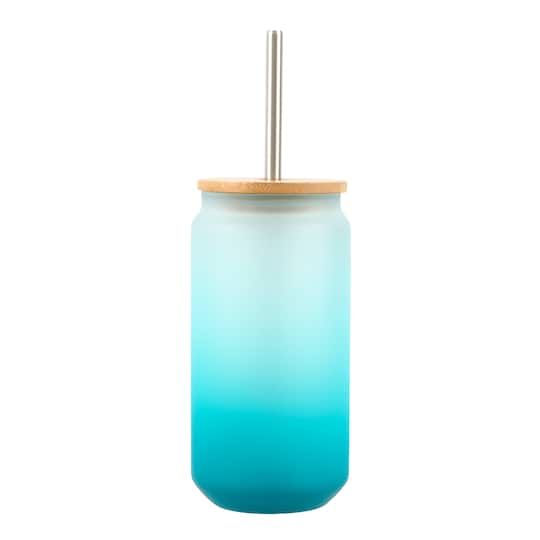 12 Pack: 18oz. Frosted Glass Sublimation Tumbler with Bamboo Lid & Straw by Make Market